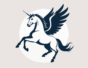Winged horse vector silhouette flying pegasus icon unicorn silhouette