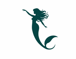 mermaid silhouette isolated on white background