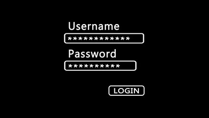 Glowing neon username and security password on computer screen. Login and digital safety concept. illustration