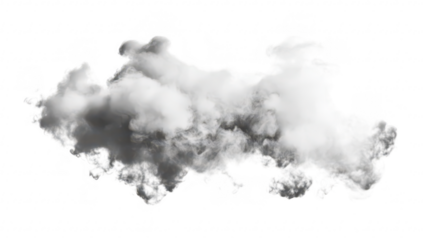 A fluffy. white cloud with varying shades of gray floats majestically against a bright white background. creating a serene atmosphere ideal for backgrounds in nature-themed designs