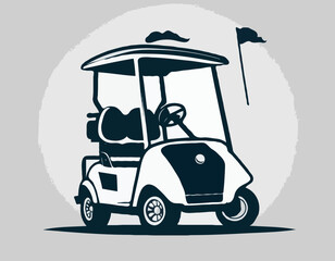 Vector Illustration of a Golf Cart Silhouette, Club Car Design, Hobby Vehicle Concept, Minimalist Style.