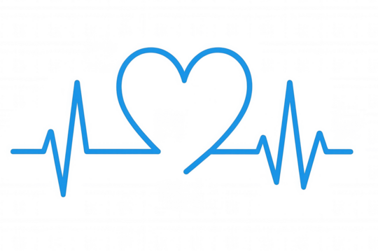 Heartbeat line forming heart shape, illustrating health, cardiogram, and love on transparent background