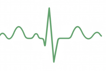 Heartbeat rhythm line showing medical ekg pulse signal on transparent background, health monitoring concept