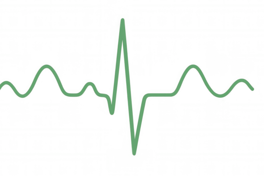 Heartbeat rhythm line showing medical ekg pulse signal on transparent background, health monitoring concept