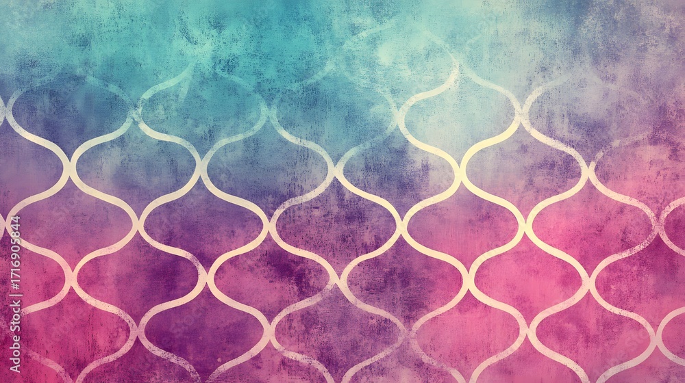 Poster a vibrant and textured design featuring a repeating pattern of interlocked, flowing curves, creating