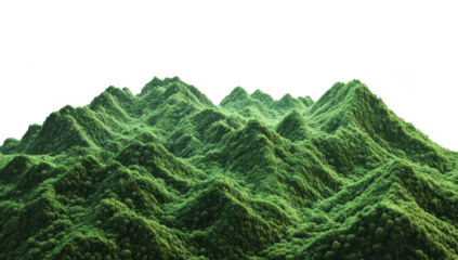 A lush. green mountainous landscape with rolling hills covered in vegetation. creating a serene and tranquil atmosphere. ideal for nature-themed projects