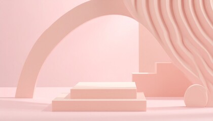 Pastel Pink Abstract Geometric Shapes Minimalist Product Display