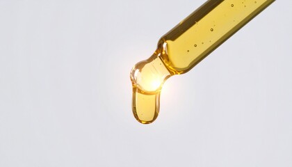 Amber Liquid Dropping from Glass Pipette