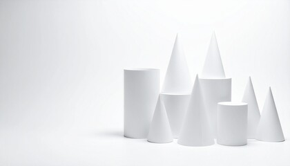 White Geometric Shapes on White Background