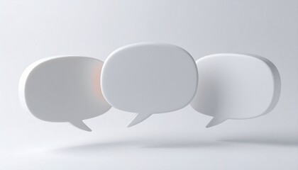 Three White Speech Bubbles on White Background