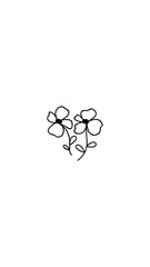 Simple hand drawn doodle of two flowers forming a heart shape.