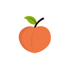 Simple flat vector illustration of a ripe peach fruit.