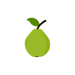 Simple flat vector illustration of a green pear.