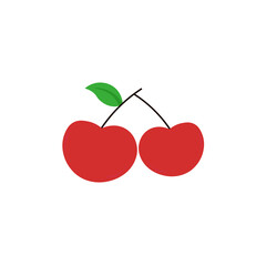 Simple flat vector illustration of two red cherries.