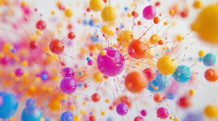 Vibrant Abstract Representation of Molecules and Particles Interacting