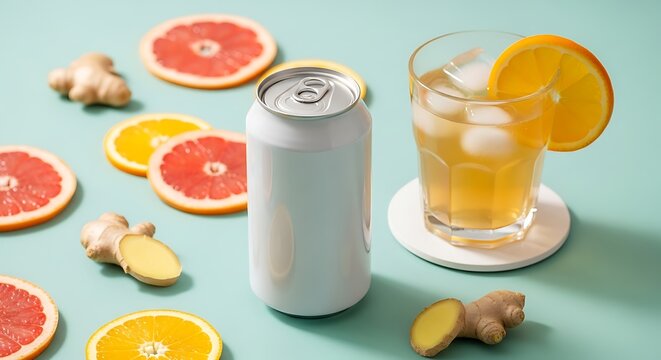 Refreshing non alcoholic mocktail with citrus fruits and ginger healthy refreshment