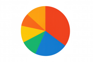 Pie chart representing business data and financial statistics, visualizing information, analysis, and growth on transparent background