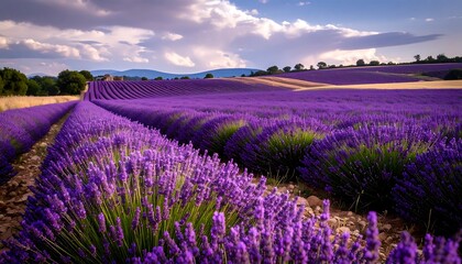 Obraz premium Lavender field under a dramatic sky