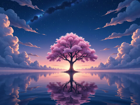 sunset over the lake