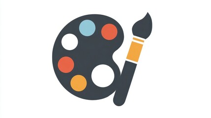 Colorful paint palette and brush graphic design.