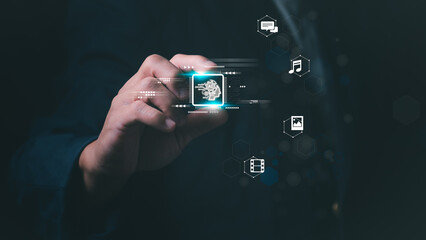 AI assistant and machine learning technology enabling users to communicate, create images, music, videos, code, analyze data, and boost digital productivity