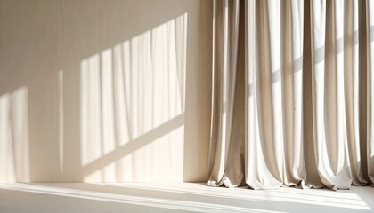 Beige Curtains and Sunlight Streaming Through Window