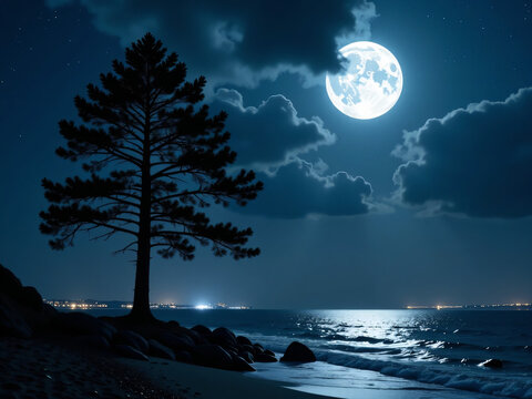 moon over the sea