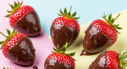 Indulge in delightful chocolate covered strawberries perfect for Valentine's Day, anniversaries, or a sweet treat showcasing decadence and vibrant colors on a cheerful background