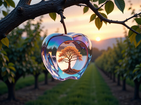 glass apple on the tree