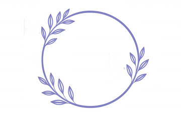 Elegant lavender floral wreath frame forming a circle, decorative botanical border on transparent background