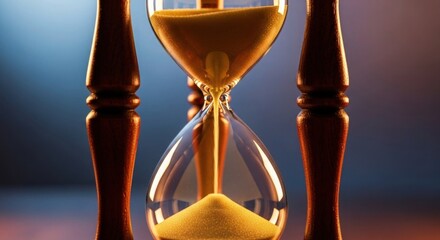 Elegant hourglass with golden sand symbolizing time management and deadlines for business projects, conveying urgency, focus, and the preciousness of every moment in planning