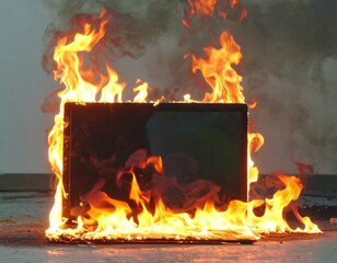 Laptop engulfed in flames (1)