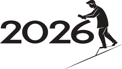 A man builds towards the year 2026, symbolizing construction and building a better future