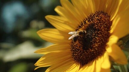 Close-up of a bee on a sunflower (1)