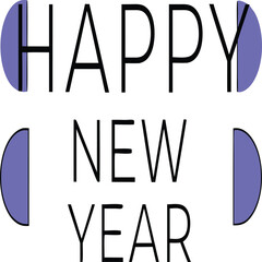 Happy new year text with abstract design, perfect for greeting cards and festive decorations
