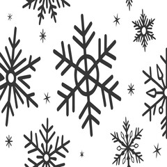 Seamless snowflake pattern, ideal for winter themed designs and festive backgrounds