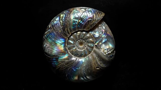 Iridescent ammonite fossil showcasing intricate spiral patterns and ancient beauty