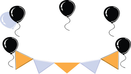 Festive balloons and bunting, perfect for birthday party and celebration designs