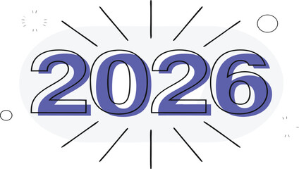 Illustration of the year 2026 with blue numbers and a light gray background