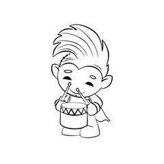 Black and white cartoon character coloring of a happy boy with a number of primary age
