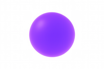 Purple 3d sphere object with smooth gradient colors, abstract geometric shape on transparent background