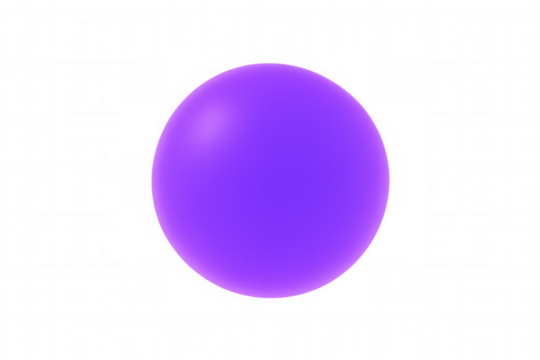 Purple 3d sphere object with smooth gradient colors, abstract geometric shape on transparent background