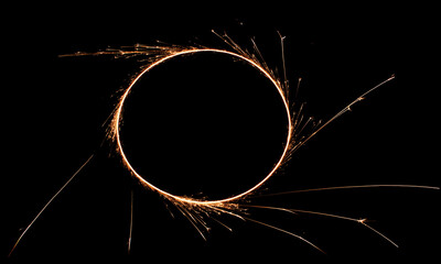 sparkler circle on black background. Abstract Sparkling Circle of Light. 