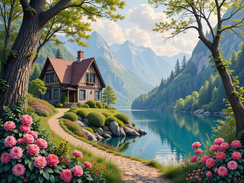 river in the village of the mountains