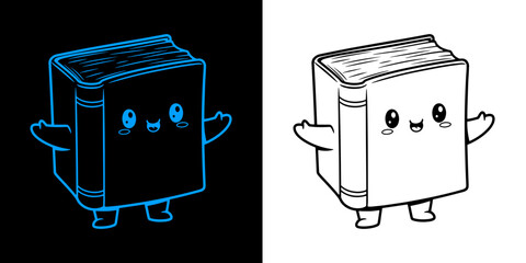 Cute cartoon book character standing cheerfully, perfect for educational or children's content