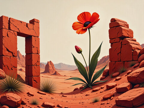 red flower in the desert