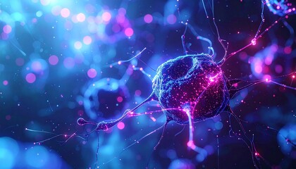 Vibrant digital visualization of a neural network with glowing neurons and firing synapses, representing brain activity.