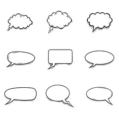 Fototapeta premium Hand-drawn speech bubbles for creative brainstorming and modern communication needs