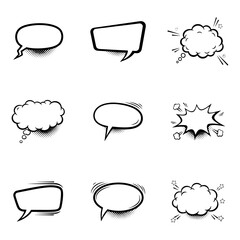 Fototapeta premium Expressive comic speech bubble set for creative dialogue and communication designs