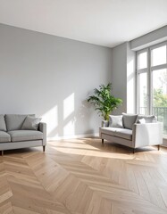 Modern living room interior, light and airy